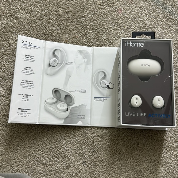 XT-27 Bluetooth Rechargeable Earphones with Microphone and Touch Control White - Picture 5 of 7